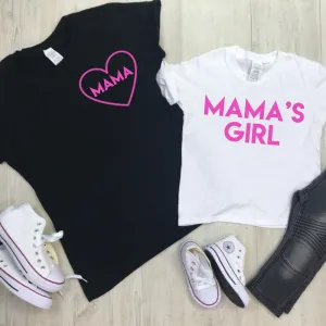 Mama & Mama's Girl Mum & Kid Matching Tees Black/White Neon Pink (MRK X) maternity leggings online