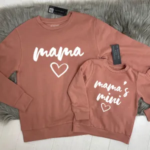 Mama & Mama's Mini Matching Dusty Pink Sweatshirts discount mum dresses