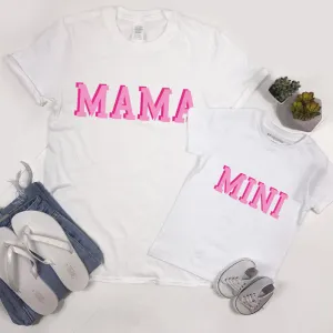 Mama & Mini 3D College Matching White T-Shirts baby bump outfits discount