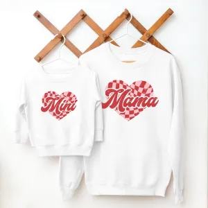 Mama & Mini Checkered Heart Matching Sweatshirts breastfeeding tops cheap