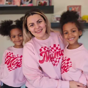 Mama & Mini Checkered Heart Matching Sweatshirts breastfeeding tops cheap