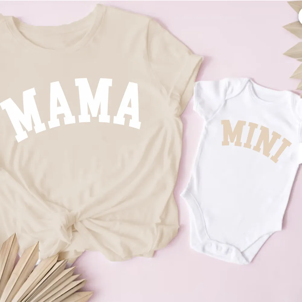 Mama & Mini College Matching Sand/White T-Shirt & Baby Vest cheap baby clothes online