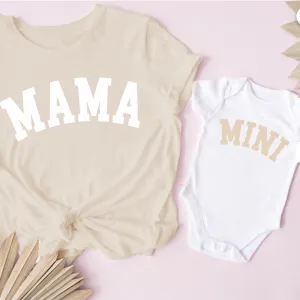 Mama & Mini College Matching Sand/White T-Shirt & Baby Vest cheap baby clothes online