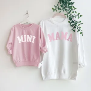 Mama & Mini College Matching White/Pink Sweatshirts breastfeeding tops cheap