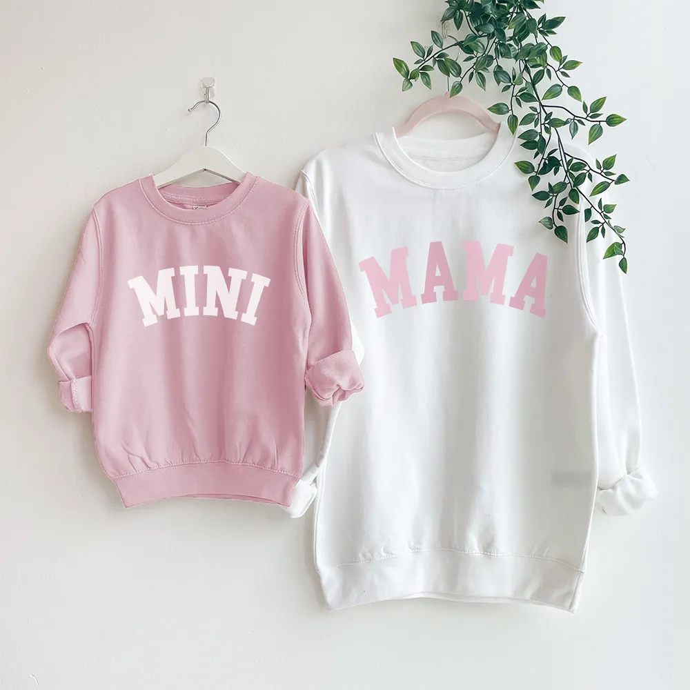 Mama & Mini College Matching White/Pink Sweatshirts discount mum dresses
