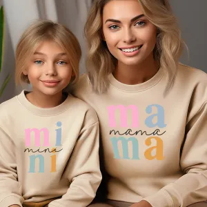 Mama & Mini Dream Block Matching Sweatshirts Sand breastfeeding tops cheap