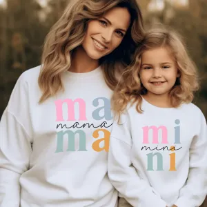 Mama & Mini Dream Block Matching Sweatshirts White breastfeeding tops cheap