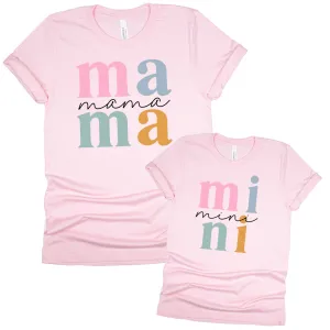 Mama & Mini Dream Block T-Shirts Pink discount mum dresses