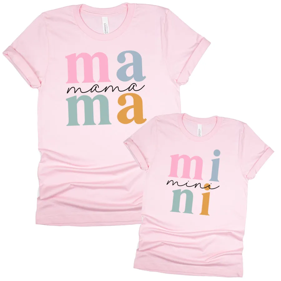 Mama & Mini Dream Block T-Shirts Pink discount mum dresses
