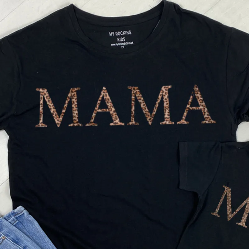 Mama & Mini Empire Leopard Black T-Shirts (MRK X)