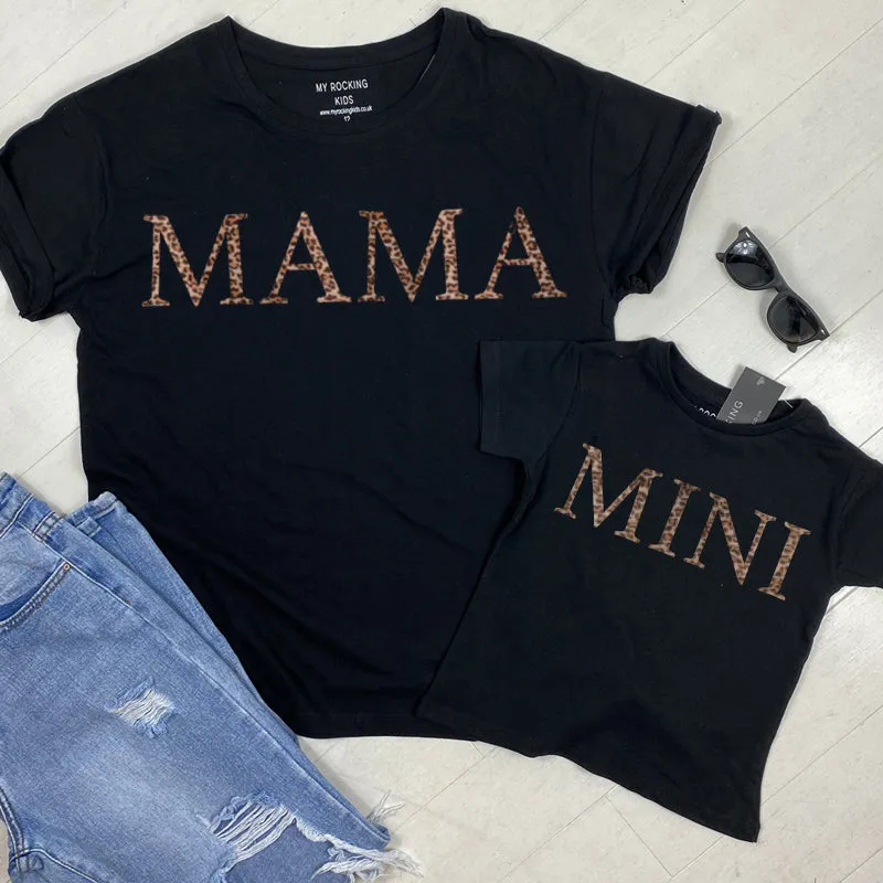 Mama & Mini Empire Leopard Black T-Shirts (MRK X)