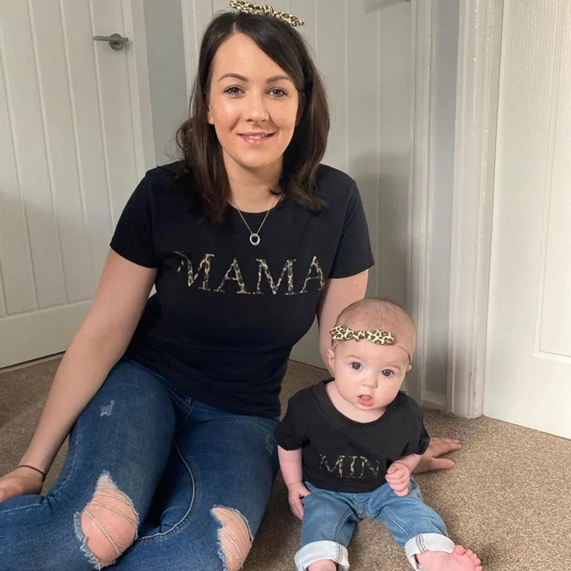 Mama & Mini Empire Leopard Black T-Shirts (MRK X) nursing tops best deals
