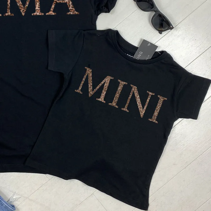 Mama & Mini Empire Leopard Black T-Shirts (MRK X)
