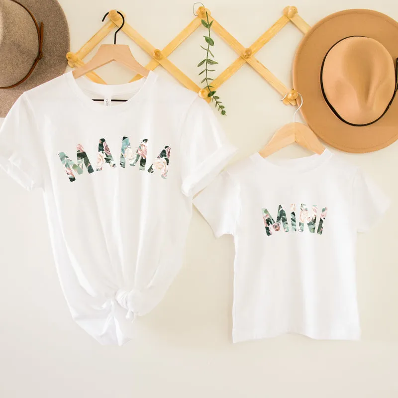 Mama & Mini Floral Matching White T-Shirts maternity wear outlet