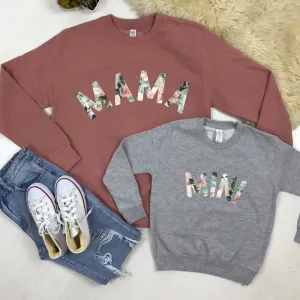 Mama & Mini Floral Print Matching Sweatshirts breastfeeding tops cheap