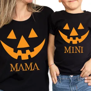 Mama & Mini Halloween Pumpkin Matching T-Shirts Black baby bump outfits discount