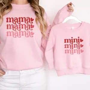 Mama & Mini Heart Print Matching Pink Sweatshirts discount mum dresses