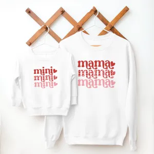 Mama & Mini Heart Print Matching White Sweatshirts breastfeeding tops cheap