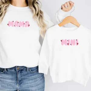 Mama & Mini Hearts Matching White Sweatshirts breastfeeding tops cheap