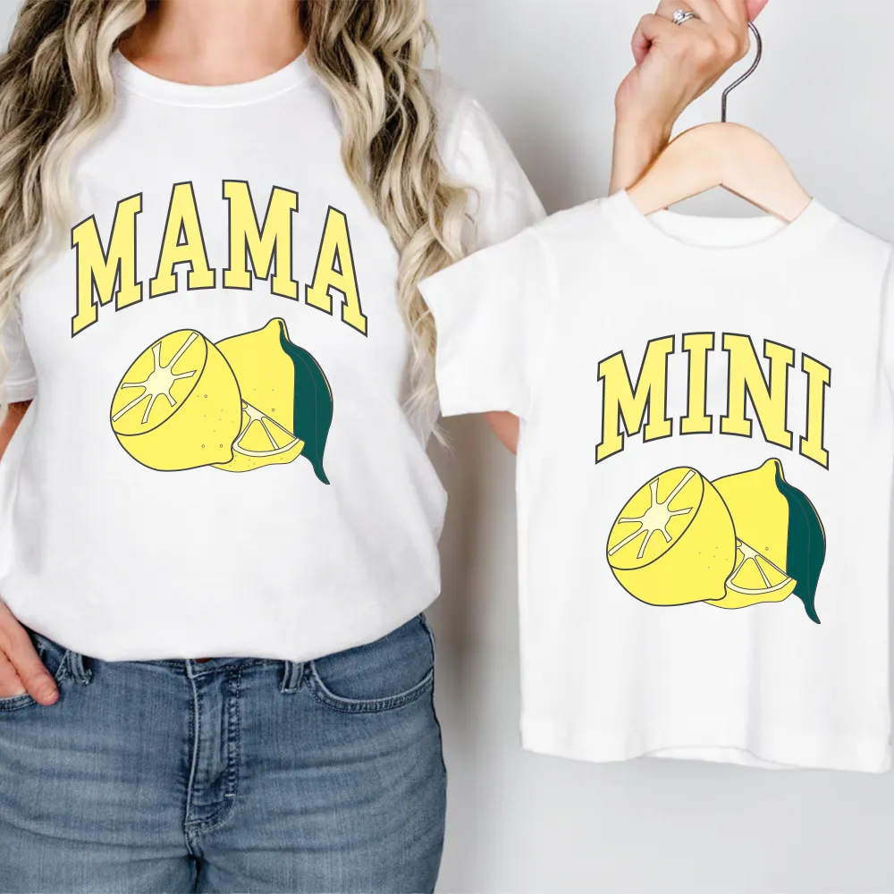 Mama & Mini Lemon Logo Matching White T-shirts