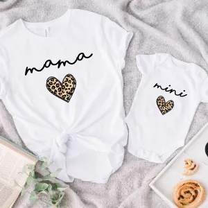 Mama & Mini Leopard Heart T-Shirt/Baby Vest White cheap baby clothes online