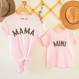 Mama & Mini Leopard Light Pink T-Shirts discount mum dresses