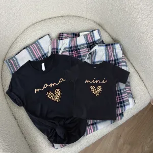 Mama & mini Leopard Logo Heart Garland Matching T-Shirt & Pyjama Sets nursing tops best deals