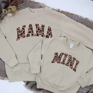 Mama & Mini Leopard Varsity Matching Sweatshirt breastfeeding tops cheap
