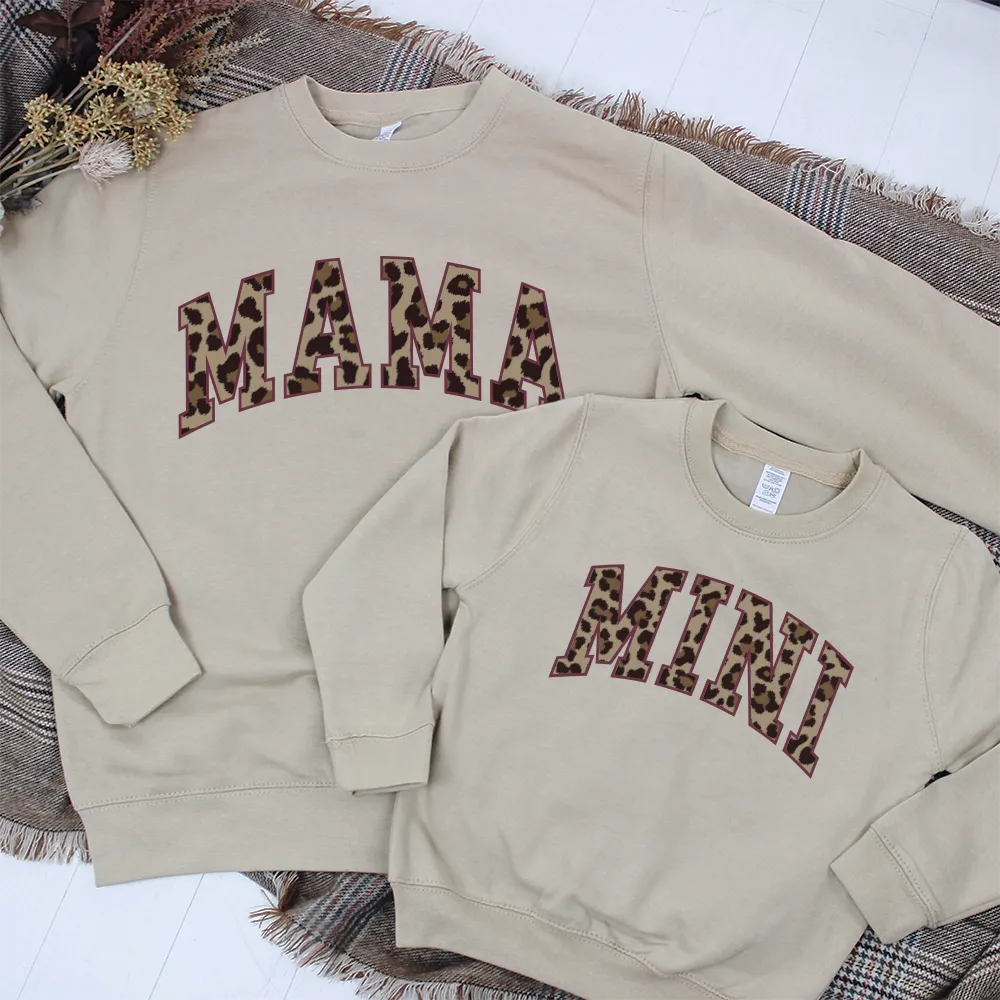 Mama & Mini Leopard Varsity Matching Sweatshirt breastfeeding tops cheap