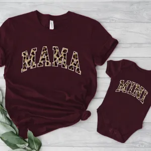 Mama & Mini Leopard Varsity Matching T-Shirt & Baby Vest mum jeans promo