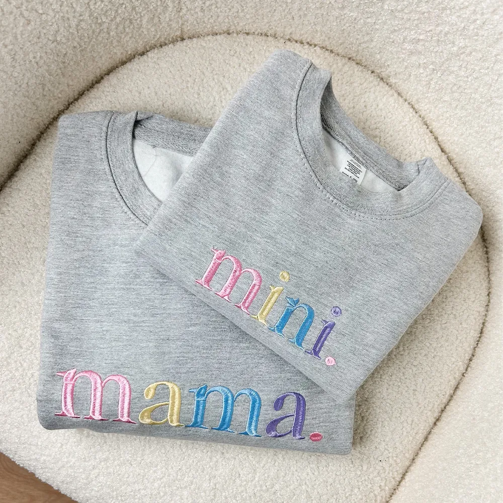 Mama & Mini Pastel Embroidered Heather Grey Sweatshirts nursing tops best deals