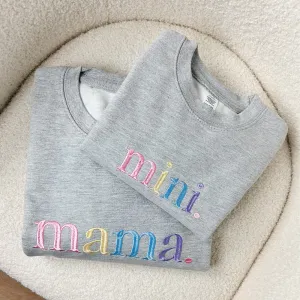 Mama & Mini Pastel Embroidered Heather Grey Sweatshirts nursing tops best deals