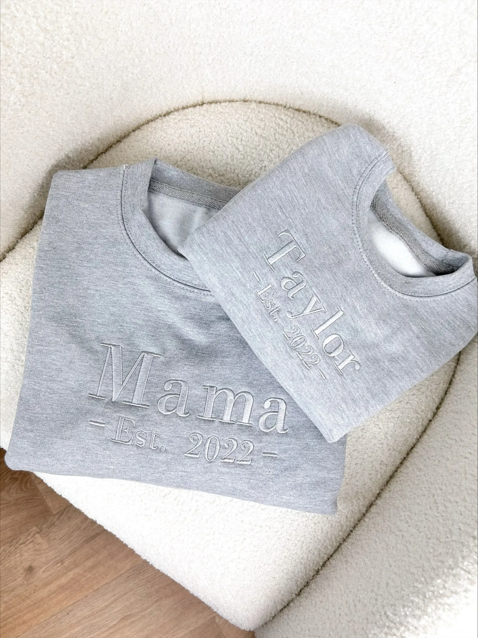 Mama & Mini Personalised Embroidered Grey Sweatshirts postpartum clothes sale
