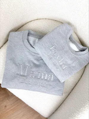 Mama & Mini Personalised Embroidered Grey Sweatshirts postpartum clothes sale