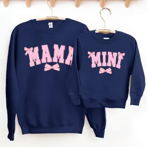Mama & Mini Polka Bows Matching Sweatshirts Navy nursing tops best deals