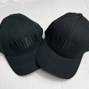 Mama & Mini Tonal Embroidered Caps Black/Black nursing tops best deals