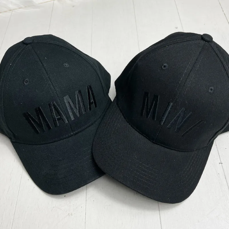 Mama & Mini Tonal Embroidered Caps Black/Black baby bump outfits discount