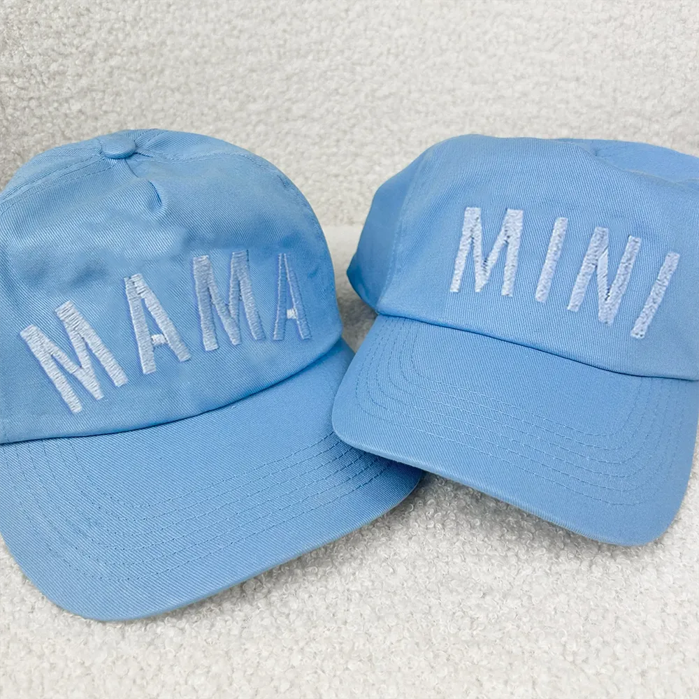 Mama & Mini Tonal Embroidered Caps Blue/Blue baby bump outfits discount