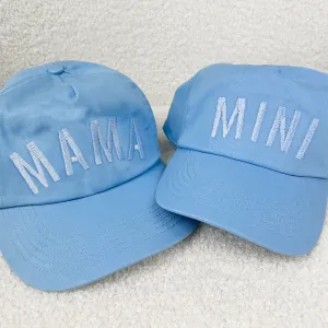Mama & Mini Tonal Embroidered Caps Blue/Blue baby bump outfits discount