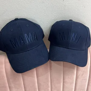 Mama & Mini Tonal Embroidered Caps Navy/Navy discount mum dresses