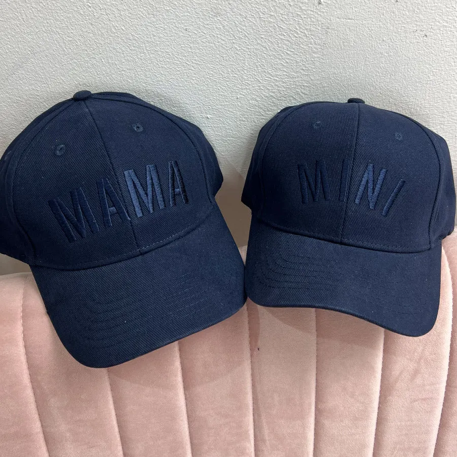 Mama & Mini Tonal Embroidered Caps Navy/Navy discount mum dresses