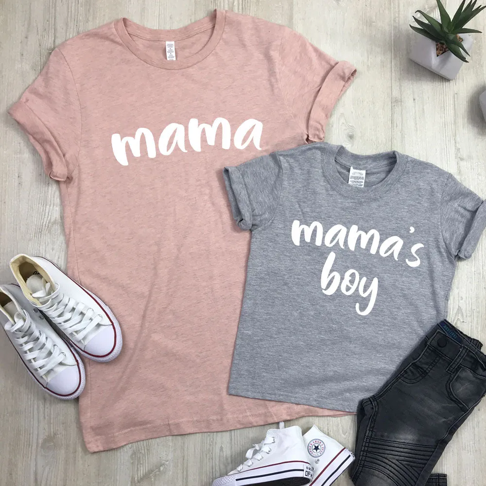 Mama and Mamas Boy Script Matching T-Shirts (MRK X) nursing tops best deals