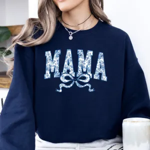 Mama Blue Floral Coquette Bow Sweatshirt postpartum clothes sale
