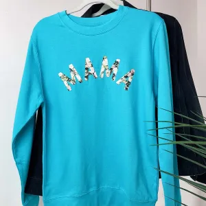 Mama Floral Print Sweatshirt mum jeans promo