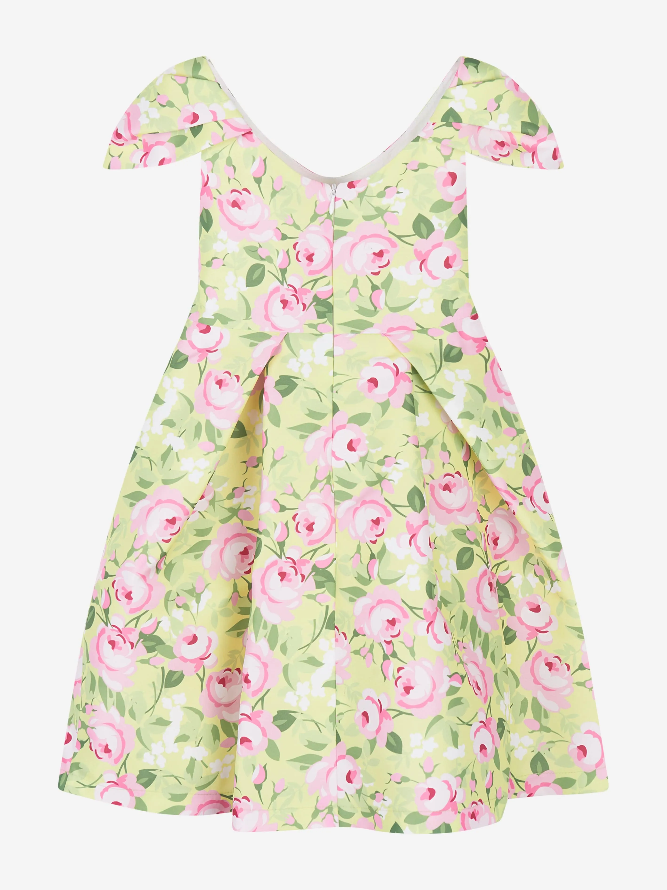 Mama Luma Girls Blumenprint-Kleid mit Gürtel in Gelb