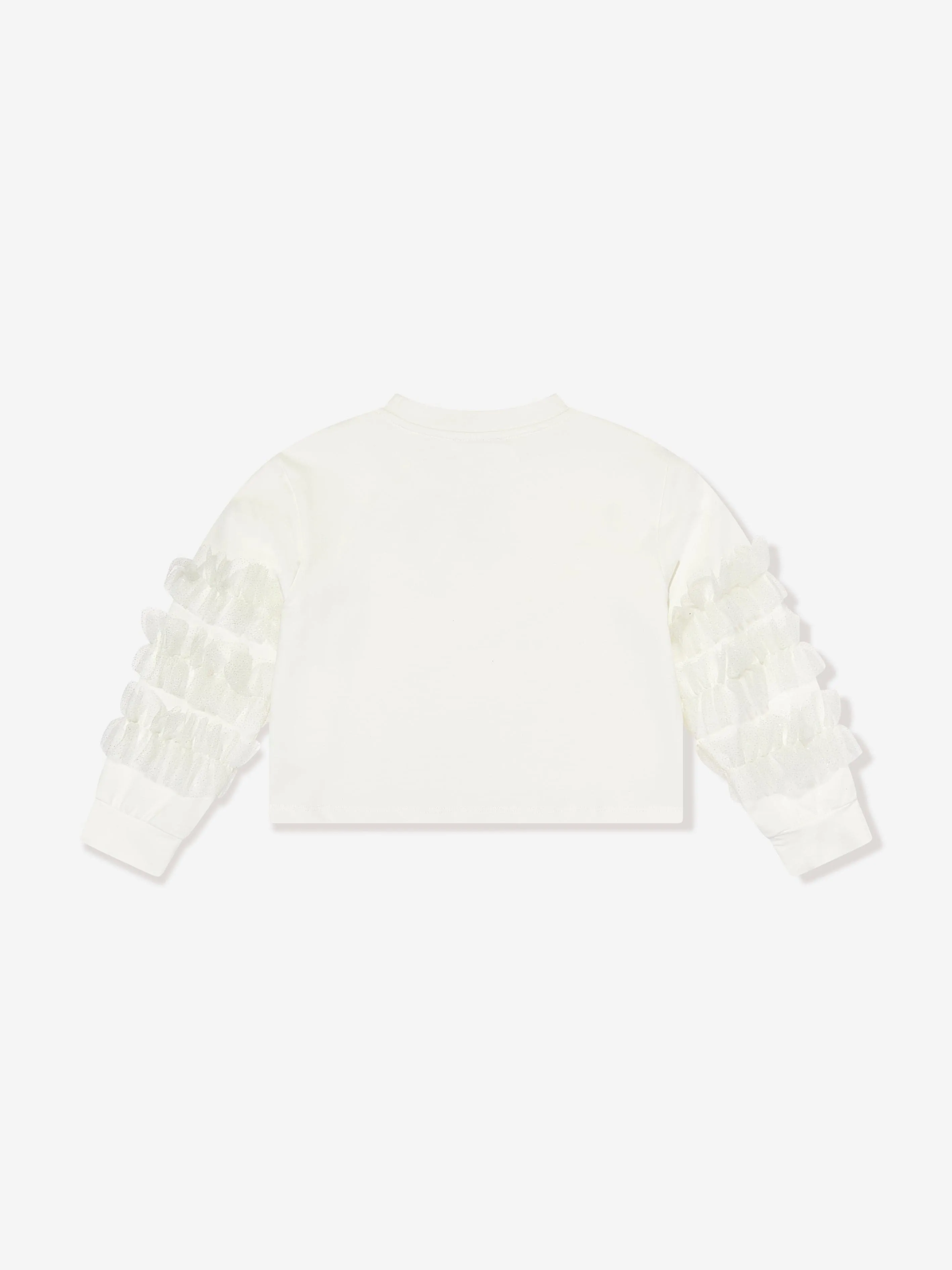 Mama Luma Girls Organza Ärmel-Sweatshirt mit Details in Weiß