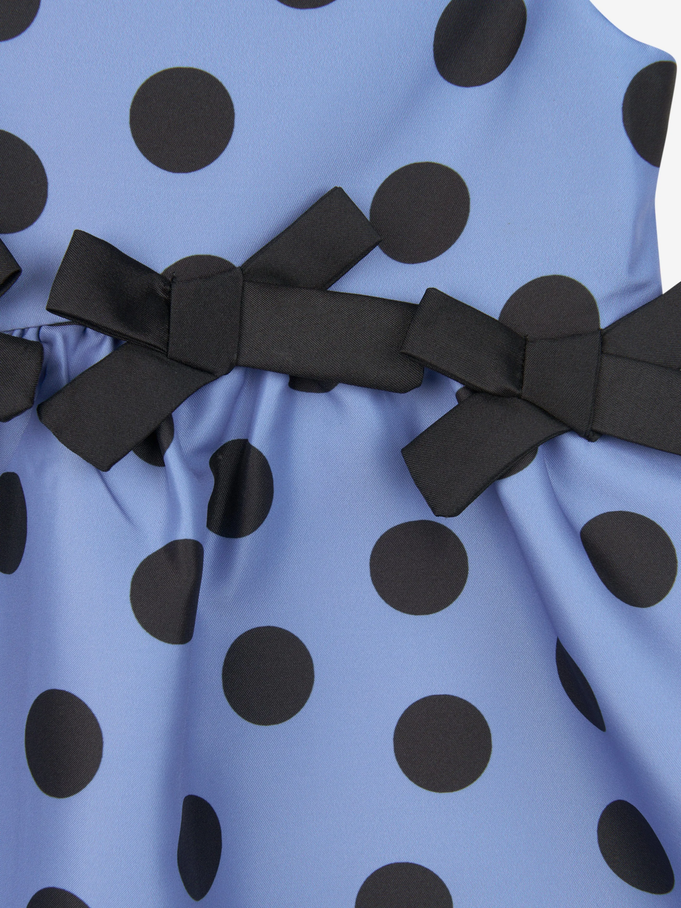 Mama Luma Mädchen Polka-Schleifenkleid in Blau