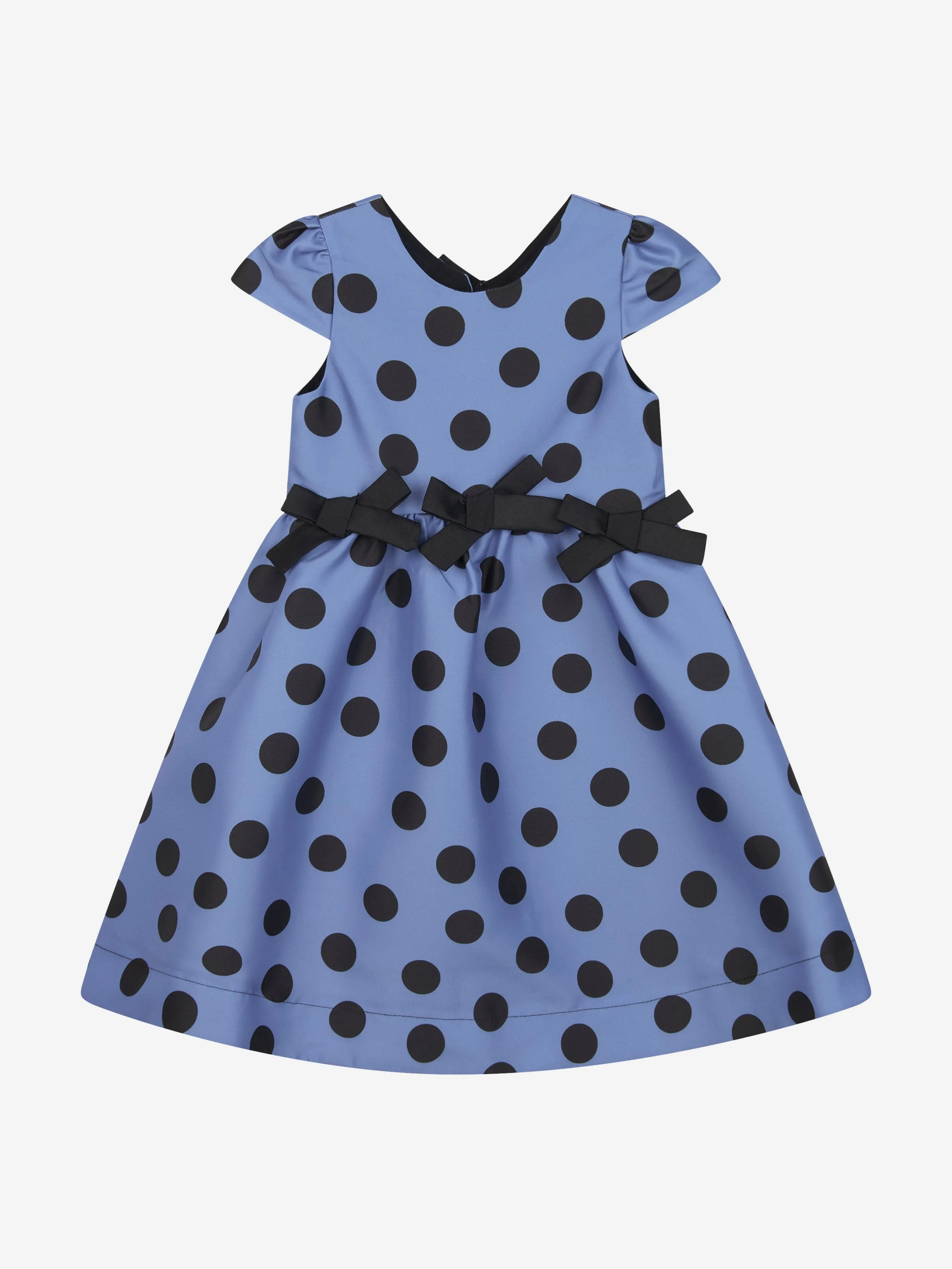 Mama Luma Mädchen Polka-Schleifenkleid in Blau