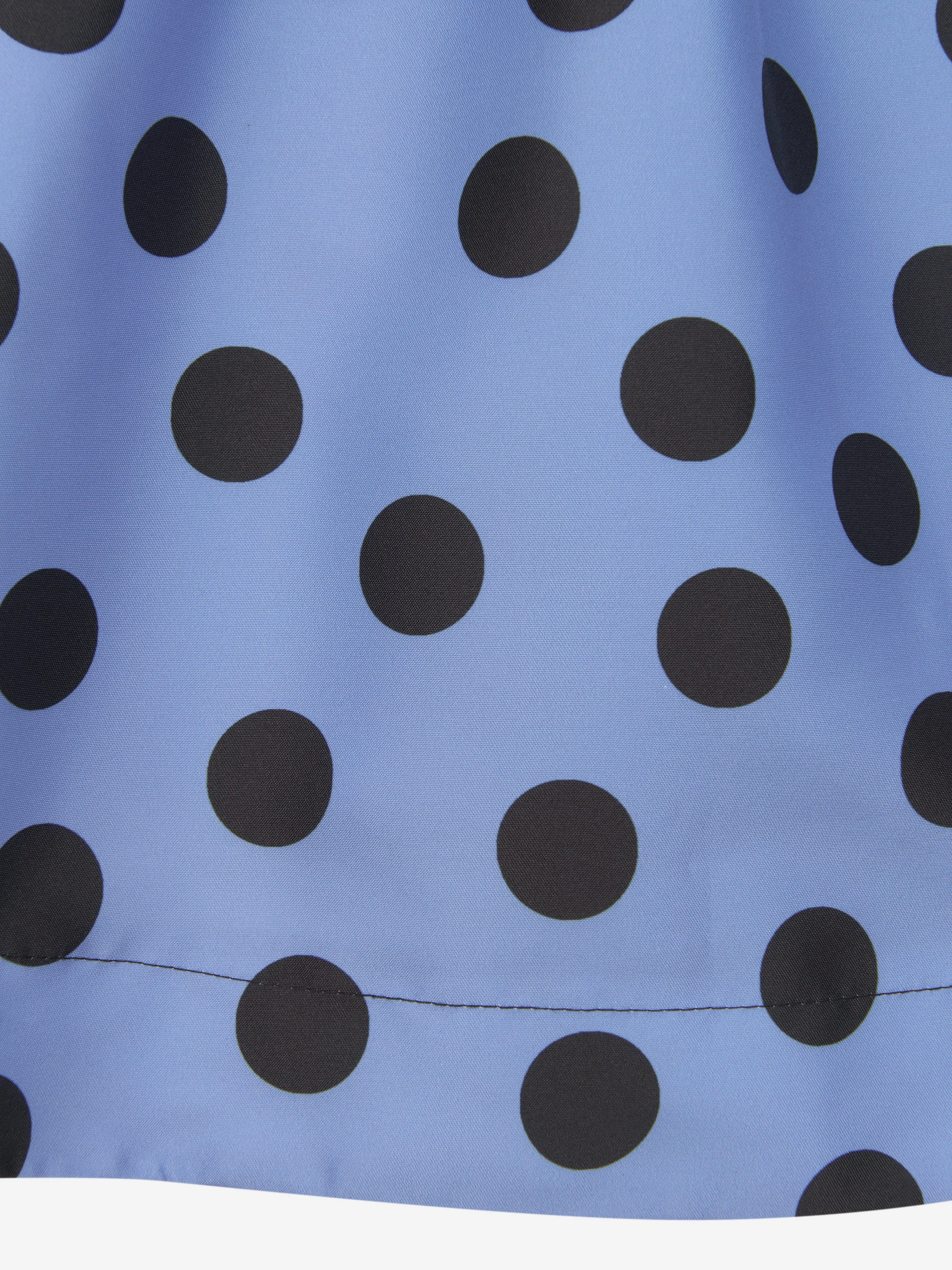 Mama Luma Mädchen Polka-Schleifenkleid in Blau