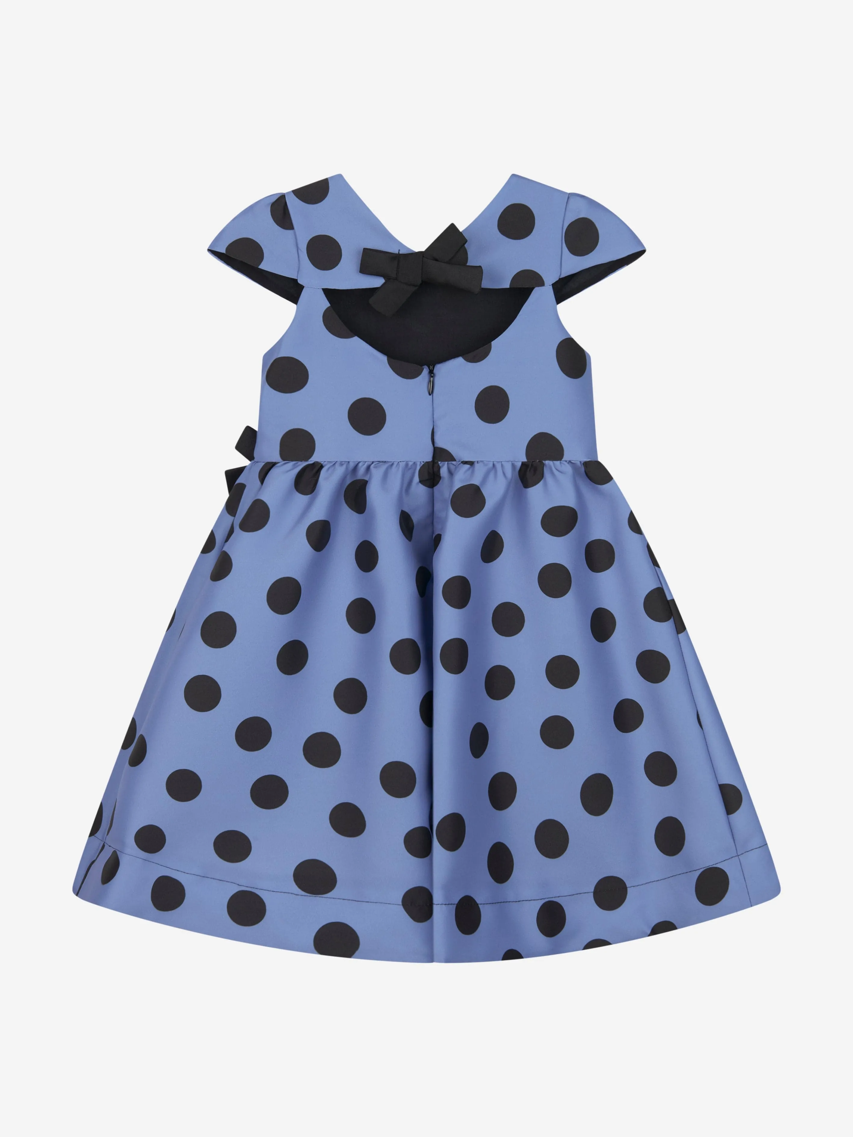 Mama Luma Mädchen Polka-Schleifenkleid in Blau